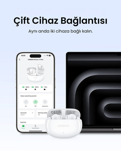 UGREEN HiTune T6S Hybrid ANC Wireless Earbuds White - 45585