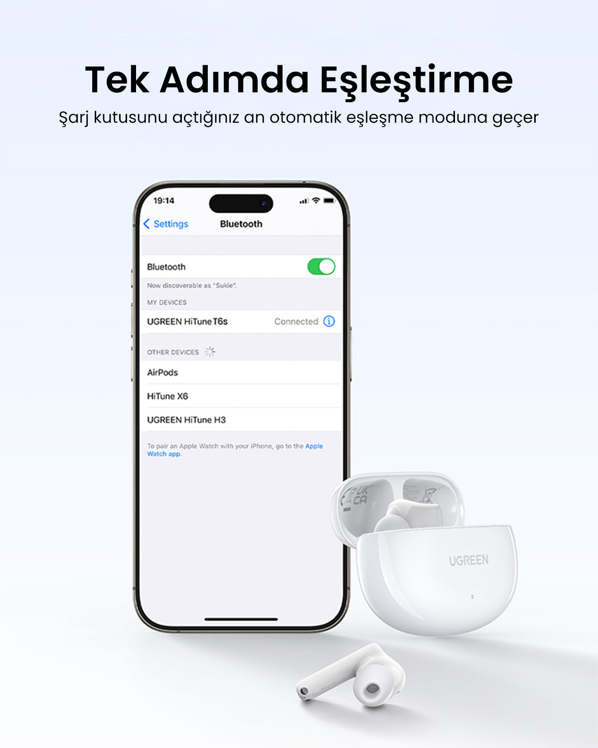 UGREEN HiTune T6S Hybrid ANC Wireless Earbuds White - 45585