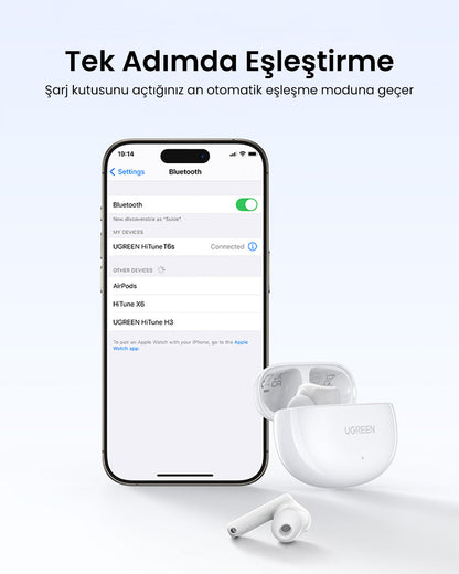 UGREEN HiTune T6S Hybrid ANC Wireless Earbuds White - 45585