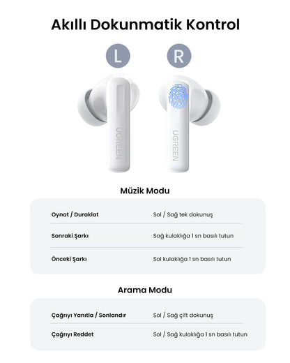 UGREEN HiTune T6S Hybrid ANC Wireless Earbuds White - 45585