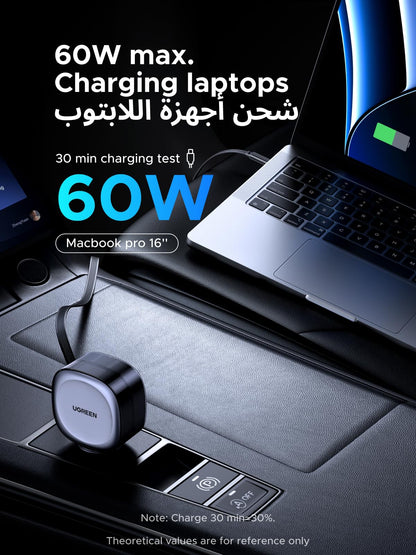 UGREEN EC601 75W Car Charger with Retractable USB-C Cable - 55653