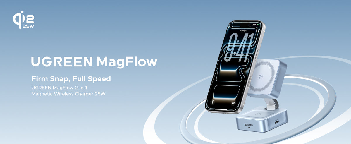 UGREEN MagFlow W752 25W 2-in-1 Qi2 Wireless Charger - 55960B