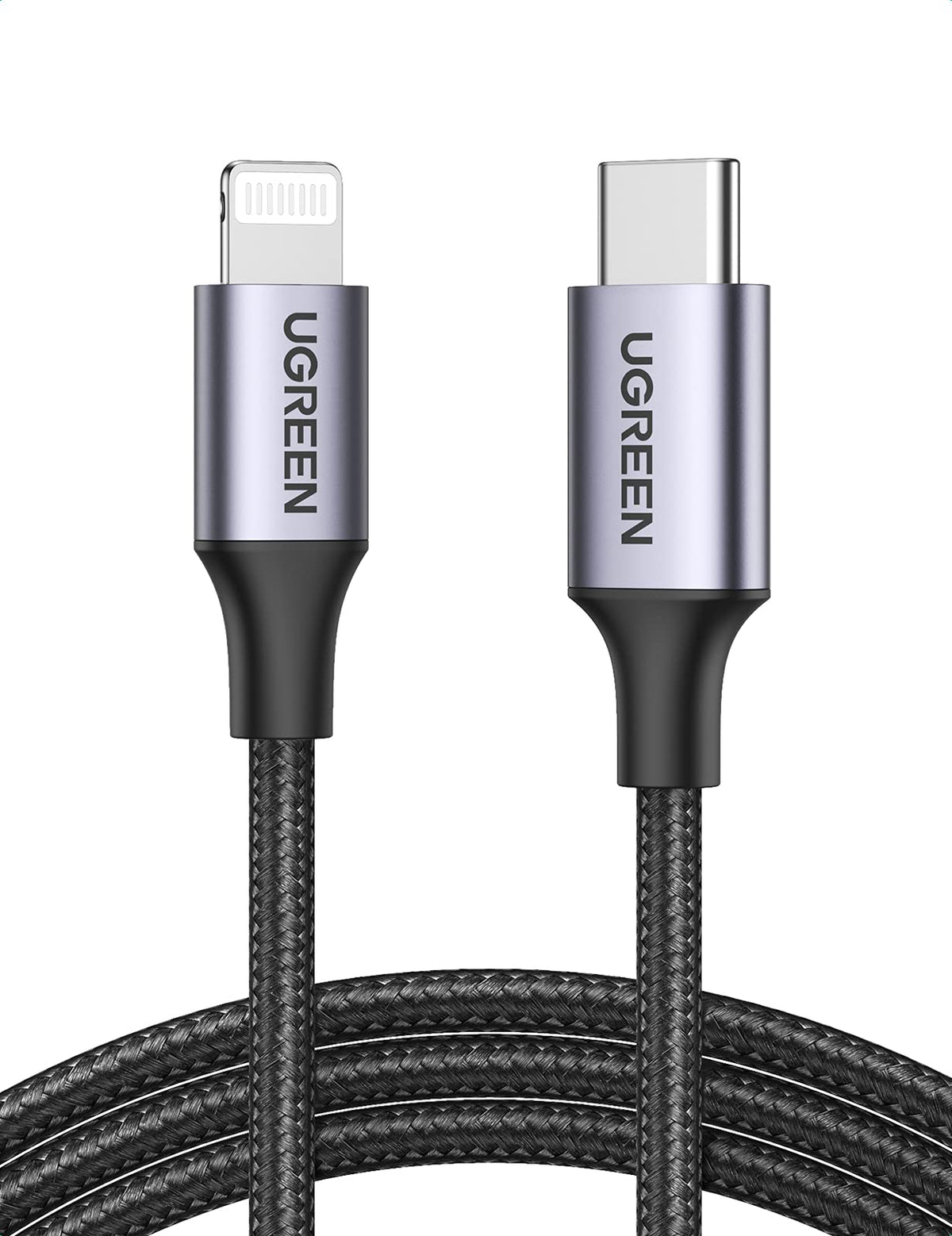 UGREEN US304 USB-C to Lightning Braided Cable 1M Black - 60759