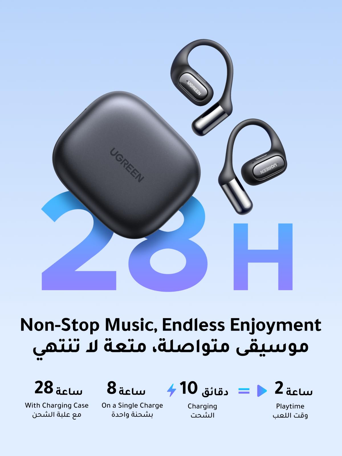 UGREEN FitBuds WS213 Open-Ear Wireless Headphones Black - 65655