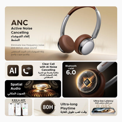 UGREEN Studio Plus ANC Headphones Silver Brown - 75629