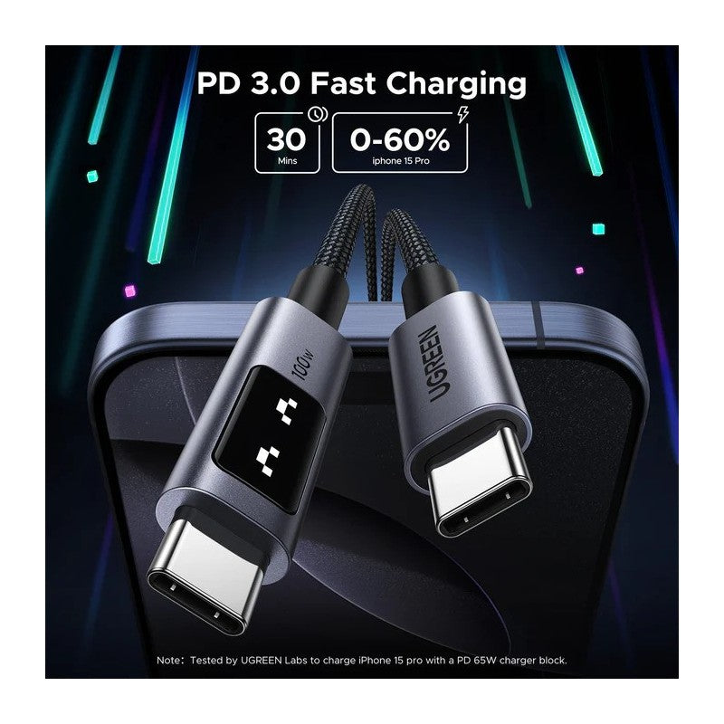 UGREEN L509 USB-C to USB-C 100W LED display braided cable - view 2