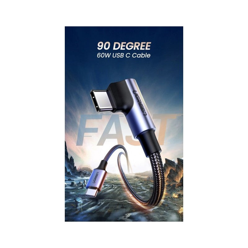 UGREEN US255 angled USB-C to USB-C 60W braided cable - view 4