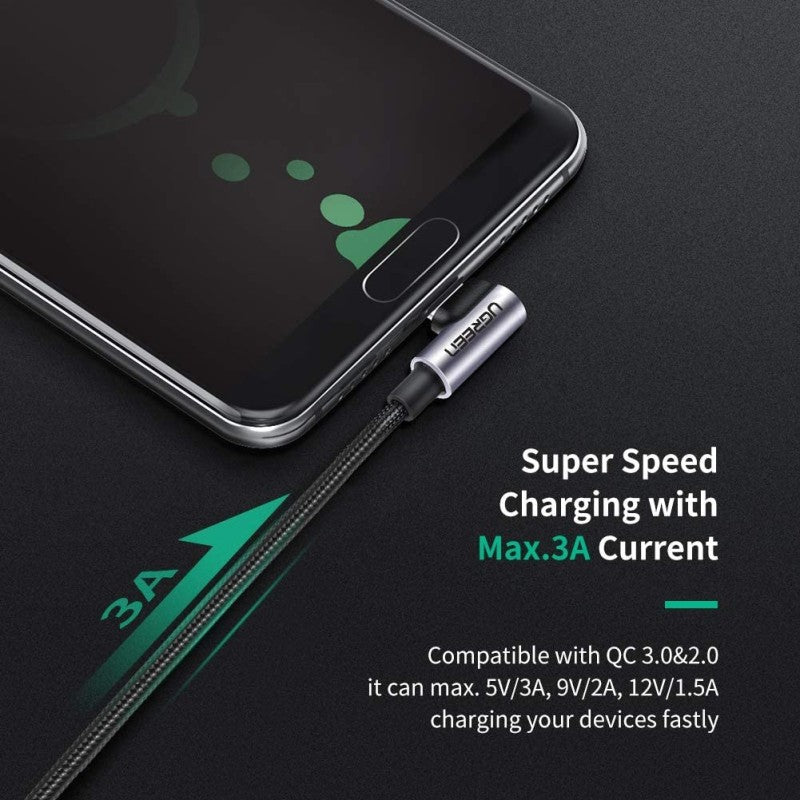 UGREEN US284 angled USB-A to USB-C braided cable - view 2