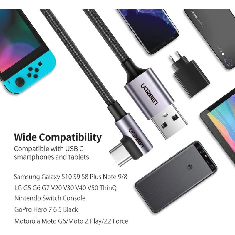 UGREEN US284 angled USB-A to USB-C braided cable - view 6