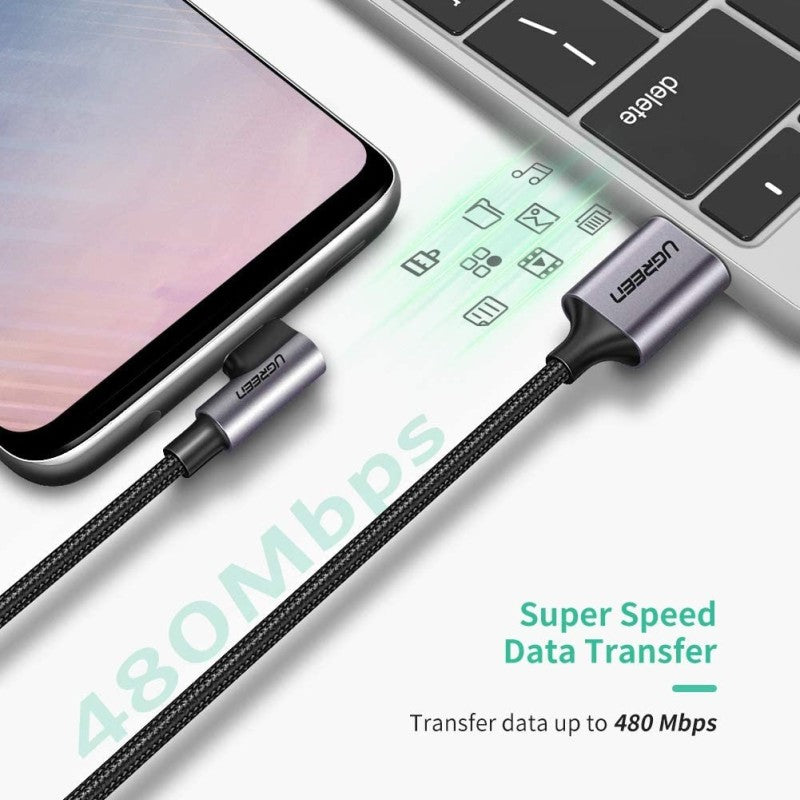 UGREEN US284 angled USB-A to USB-C braided cable - view 7