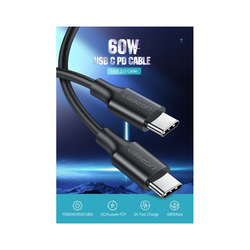UGREEN US286 USB-C to USB-C 60W charging cable - view 8