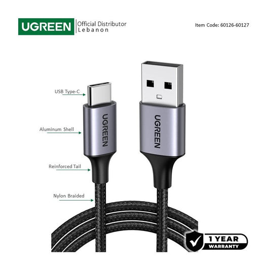 UGREEN US288 USB-A to USB-C braided fast charging cable - view 1