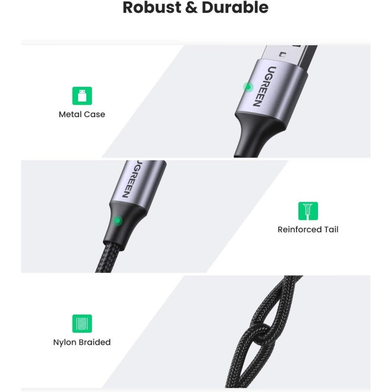UGREEN US288 USB-A to USB-C braided fast charging cable - view 4
