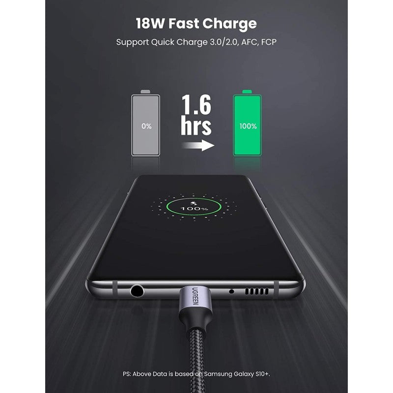 UGREEN US288 USB-A to USB-C braided fast charging cable - view 10