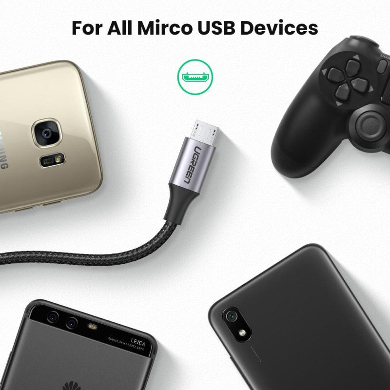 UGREEN US290 USB-A to Micro USB braided fast charging cable - view 3