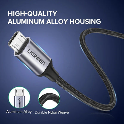 UGREEN US290 USB-A to Micro USB braided fast charging cable - view 5