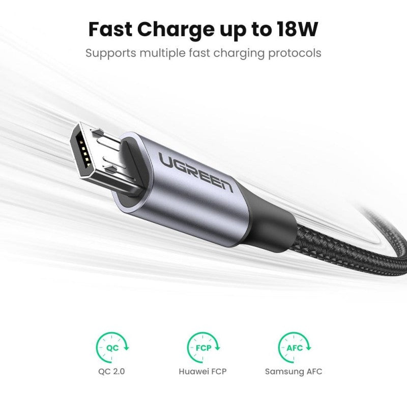 UGREEN US290 USB-A to Micro USB braided fast charging cable - view 8