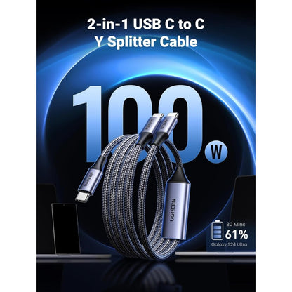 UGREEN US561 USB-C to dual USB-C 100W braided cable - view 2