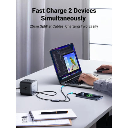 UGREEN US561 USB-C to dual USB-C 100W braided cable - view 3