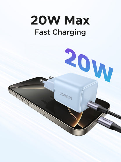 UGREEN X512 20W GaN USB-C Wall Charger Light Blue - 55555
