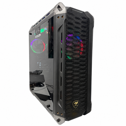 Used i5-12400F ZOTAC RTX 2060 6GB gaming PC with COUGAR case, white background, angle 1