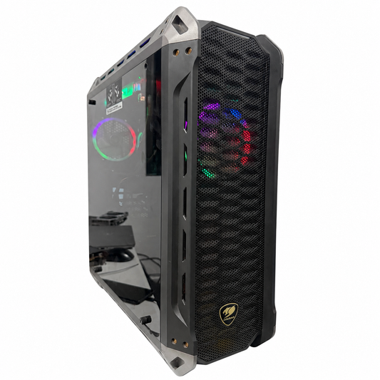 Used i5-12400F ZOTAC RTX 2060 6GB gaming PC with COUGAR case, white background, angle 1