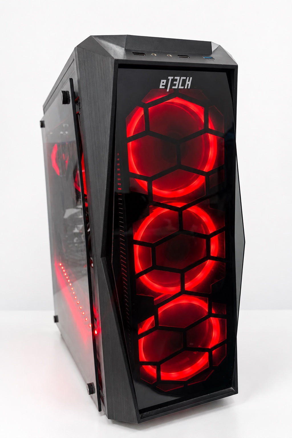 Used i7-8700K gaming PC in Etek case with red lighting – view 3