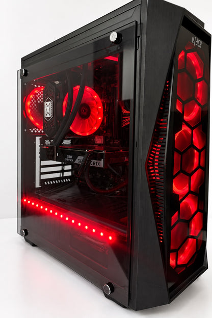 Used i7-8700K gaming PC in Etek case with red lighting – view 4