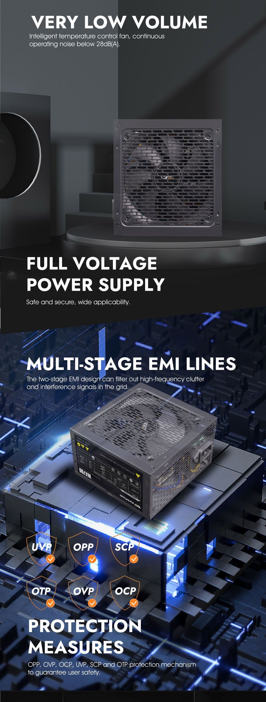 DarkFlash WA700 700W Non-Modular ATX Power Supply view 2
