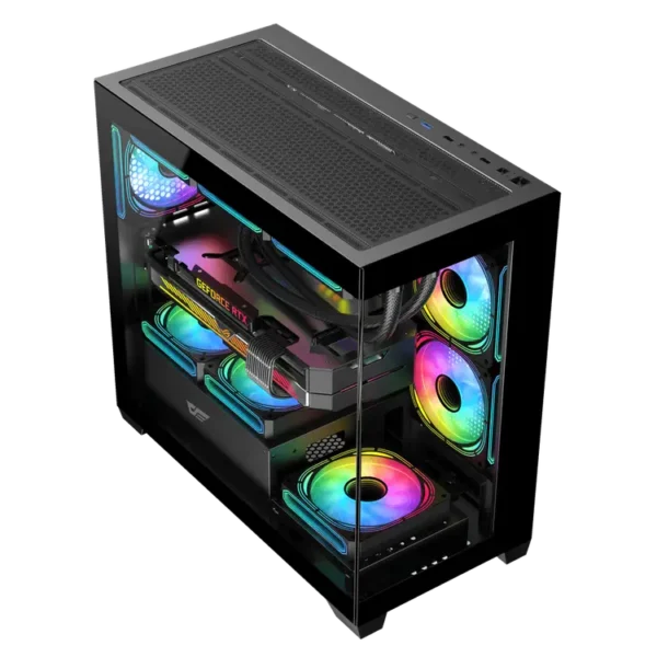 DarkFlash DS900M M-ATX PC Case with 3 ARGB Fans, Black - Image 3