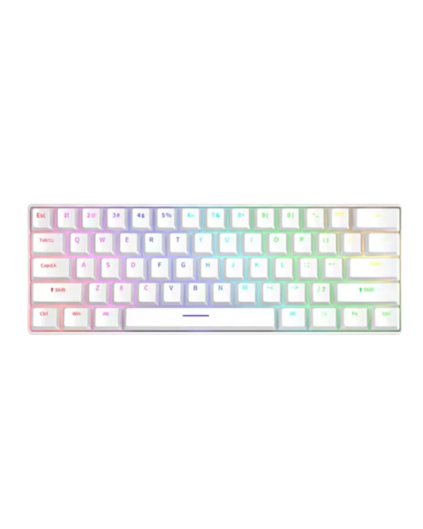 BAJEAL H61K White Mechanical Keyboard with Red Switches - Compact 60% Layout
