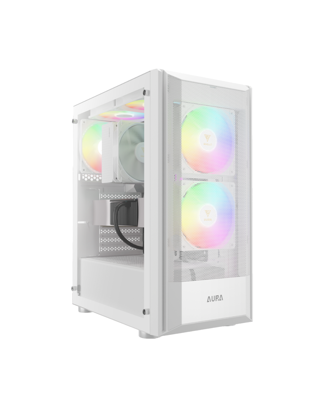 GAMDIAS AURA GC6 WH – Stylish Mid-Tower Case with ARGB and Tempered Glass