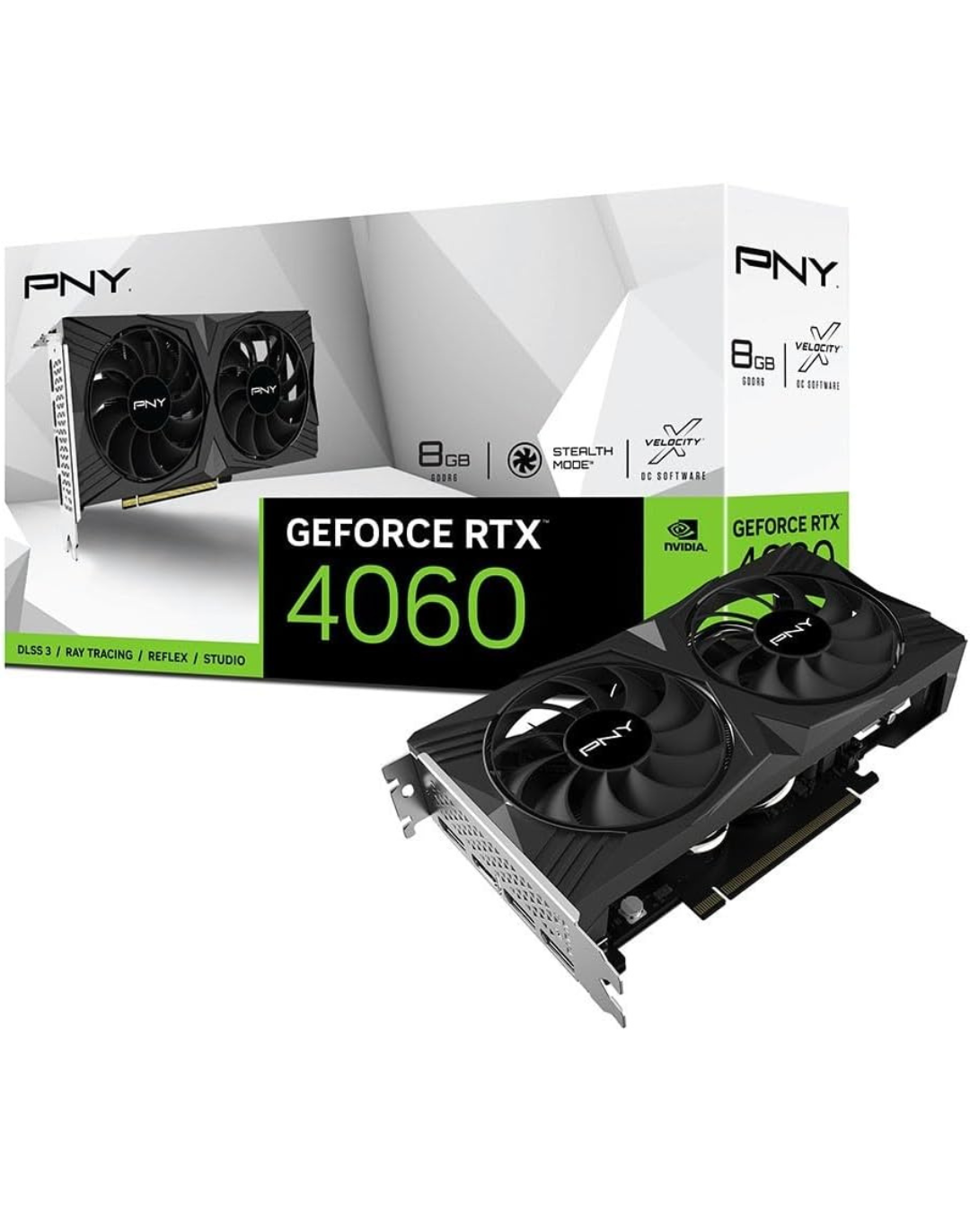 PNY GeForce RTX 4060 8GB VERTO Dual Fan – High-Performance Gaming GPU with DLSS 3 and Ray Tracing.