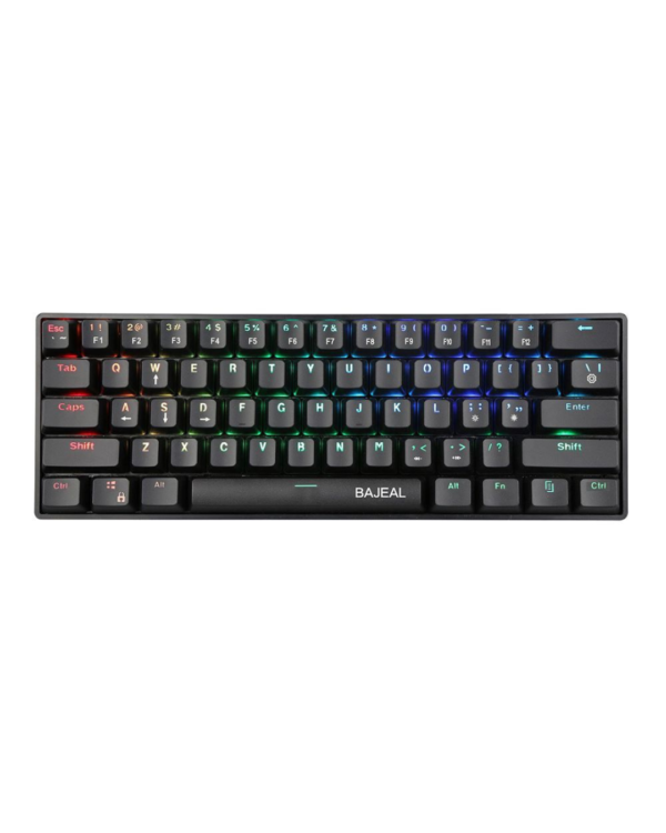 BAJEAL K101 60% Black Mechanical Keyboard with Blue Switches, Compact and Durable for Gaming
