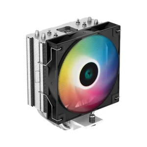 DeepCool AG400 BK ARGB CPU cooler with 120mm fan and ARGB lighting.