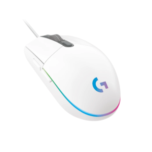 Logitech G102 RGB Gaming Mouse - White, featuring RGB lighting, 8,000 DPI sensor, and six programmable buttons for gaming.