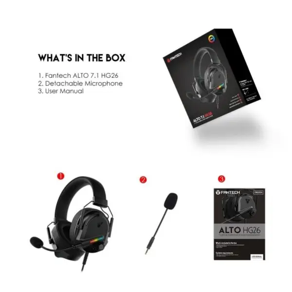 Fantech HG26 ALTO 7.1 Gaming Headset - Black - Image 7