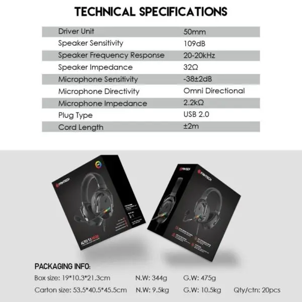 Fantech HG26 ALTO 7.1 Gaming Headset - Black - Image 8