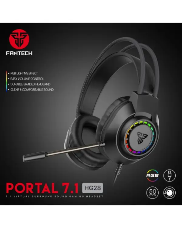 Fantech HG28 PORTAL 7.1 RGB Gaming Headset with USB connectivity and RGB lighting​