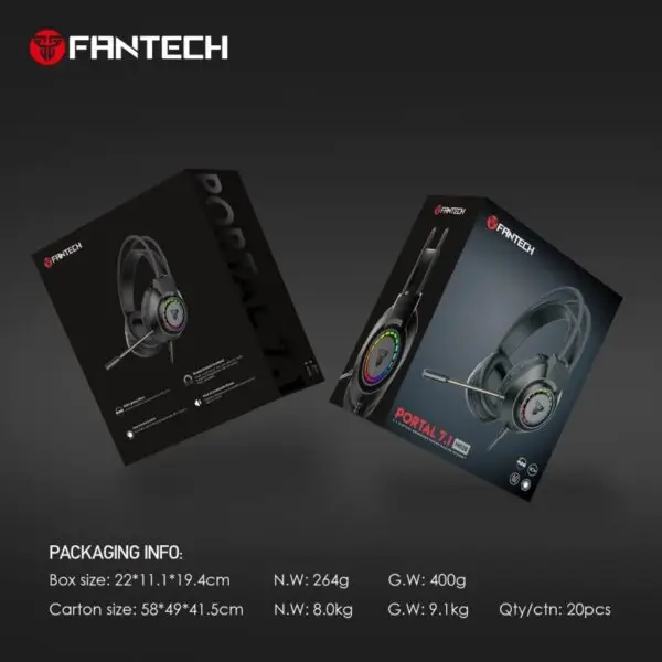 Fantech HG28 PORTAL 7.1 RGB Gaming Headset - Black - Image 8