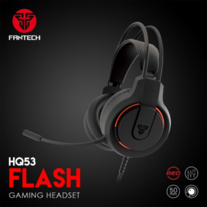 Fantech HQ53 FLASH Gaming Headset in black with red lighting and flexible microphone