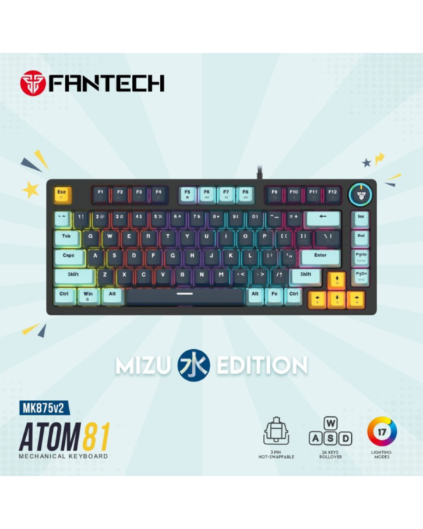 Fantech MIZU Edition MK875V2 – ATOM81 Pro Wired Mechanical Keyboard in Navy Blue