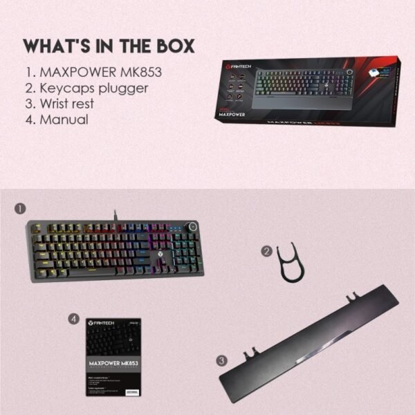 Fantech MK853 Maxpower RGB Mechanical Gaming Keyboard – White - Image 5