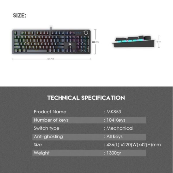 Fantech MK853 Maxpower RGB Mechanical Gaming Keyboard – White - Image 7
