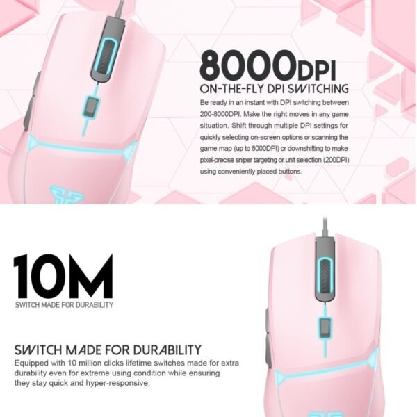 Fantech CRYPTO VX7 Pink Gaming Mouse – 8000 DPI RGB - Image 5