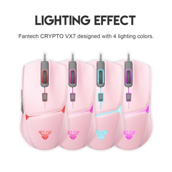 Fantech CRYPTO VX7 Pink Gaming Mouse – 8000 DPI RGB - Image 2