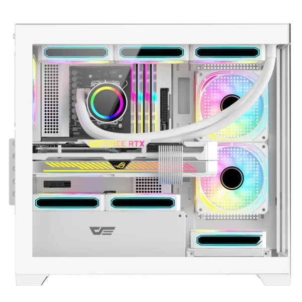 DarkFlash DS900M M-ATX PC Case with 3 ARGB Fans, White - Image 2